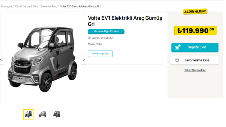 A101 Volta EV1 Elektrikli Araba Fiyatı Ve Özellikleri (2023) - Siber ...